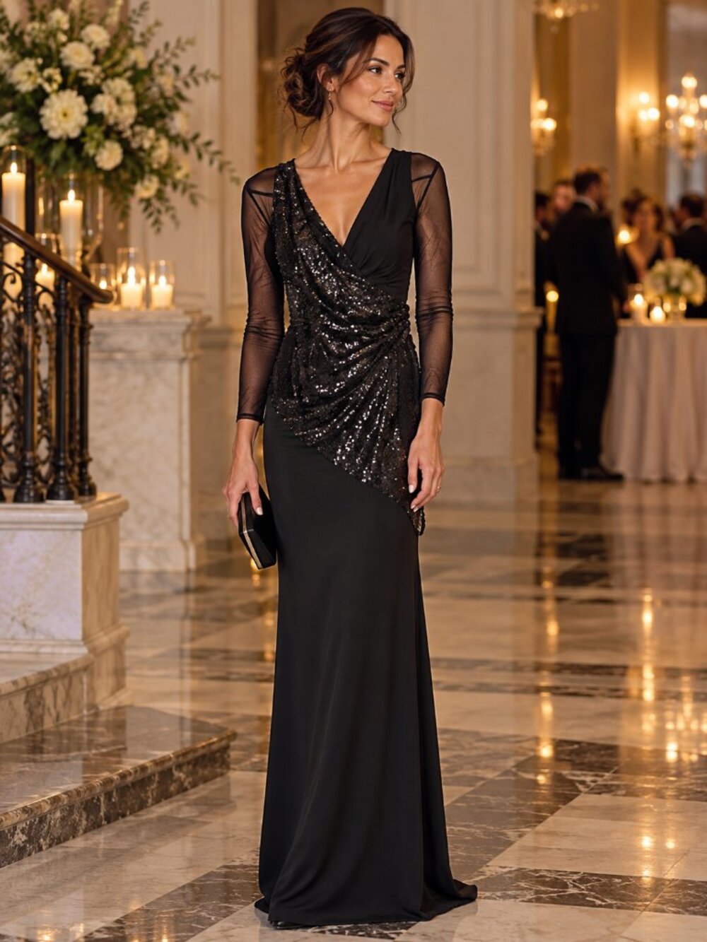 Chiara Boni La Petite Robe Erendira Sequined Gown 4 U.S./40 IT Black